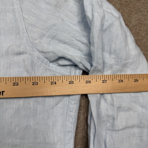 J. Crew Button Up Shirt Mens Size XL Blue Long Sleeve Linen - Picture 8 of 9